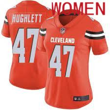 Women Cleveland Browns #47 Charley Hughlett Nike Oragne Game NFL Jersey->women nfl jersey->Women Jersey